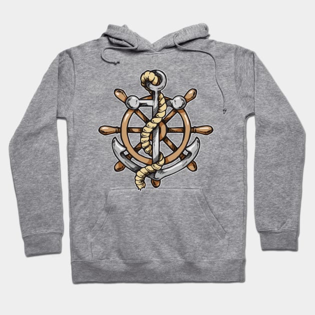 Anchor and Wheel Hoodie by Laughin' Bones